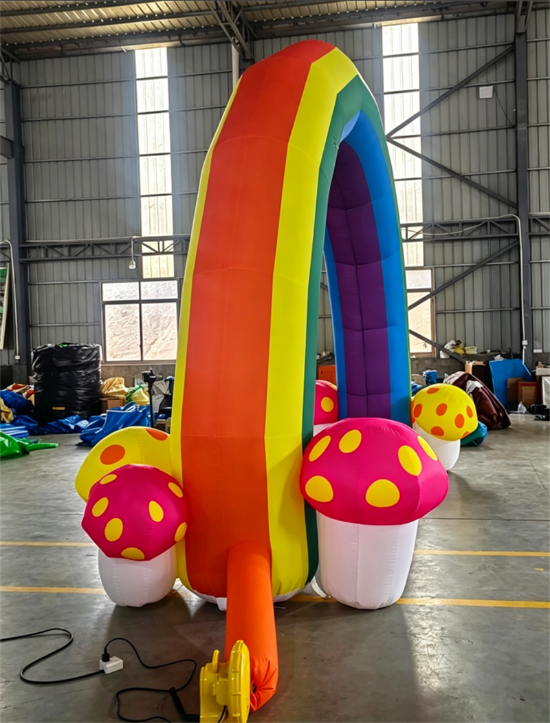 Inflatable Rainbow Arch with Mushrooms