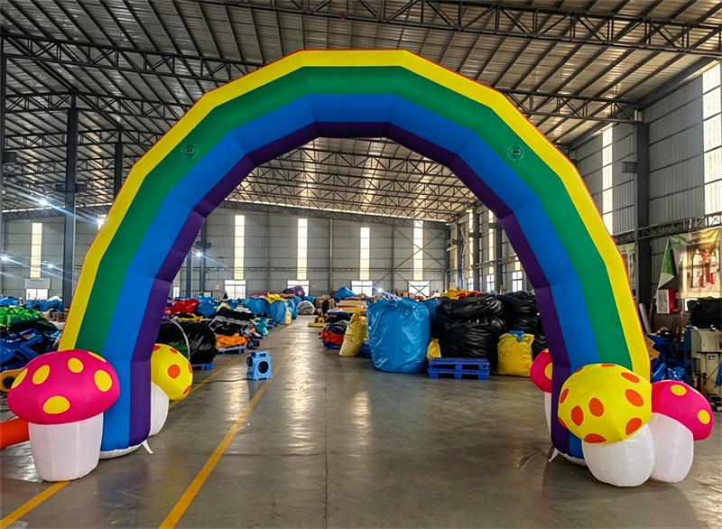 Inflatable Rainbow Arch with Mushrooms