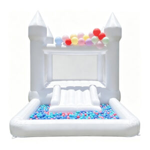 White Bouncy Castle With Slide And Ball Pit