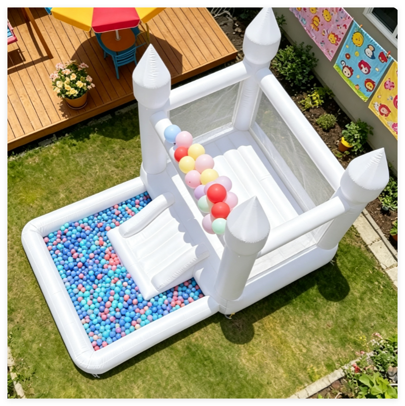 White Bouncy Castle With Slide And Ball Pit - Image 4