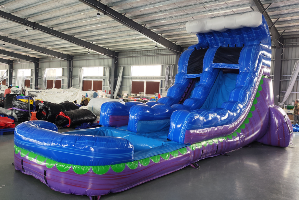 How do you get the water out of the inflatable water slide?