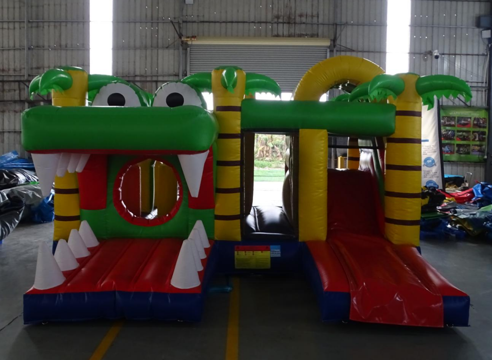 Crocodile Jungle Inflatable Bouncy Castle with Slide - Image 2