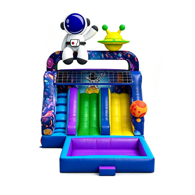 Double Lane Astronaut Inflatable Water Slide