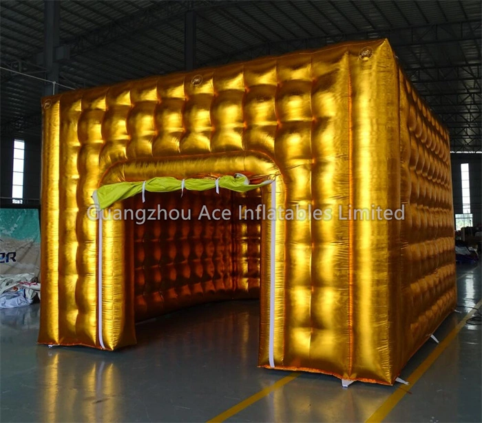 Gold Inflatable Cube Party Tent with LED Disco Lighting - Image 2