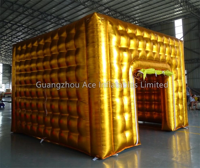 Gold Inflatable Cube Party Tent with LED Disco Lighting - Image 3