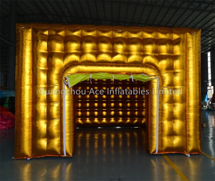 Gold Inflatable Cube Party Tent with LED Disco Lighting - Image 4