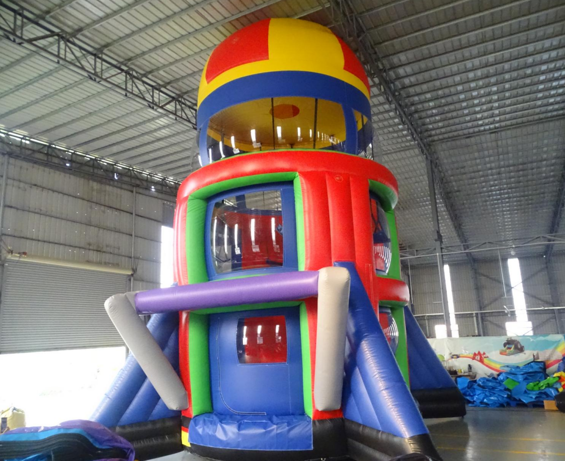 Kids Inflatable Space Rocket Bouncer with Parachute - Image 2