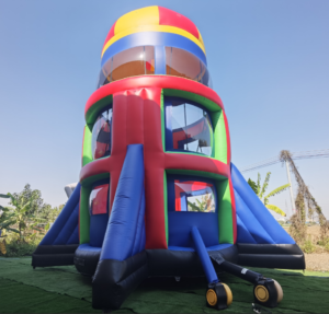 Kids Inflatable Space Rocket Bouncer with Parachute