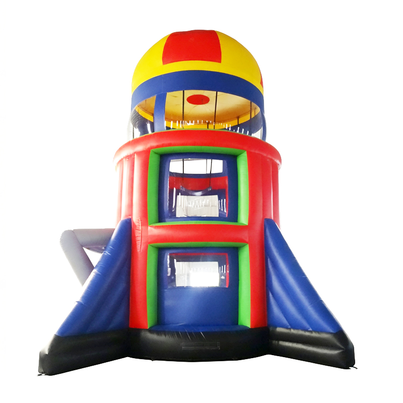 Kids Inflatable Space Rocket Bouncer with Parachute