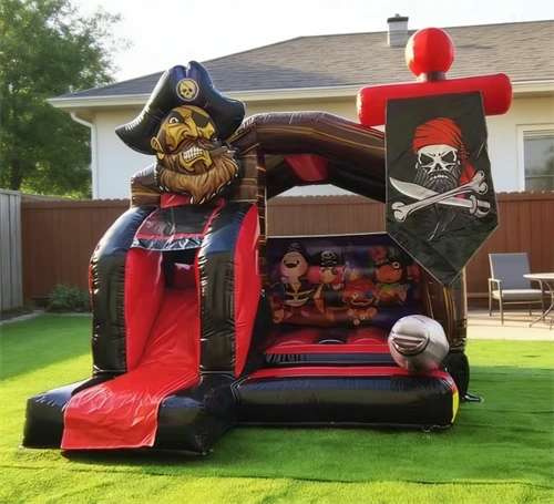 Pirate Ship Inflatable Bouncy Castle with Slide - Image 2