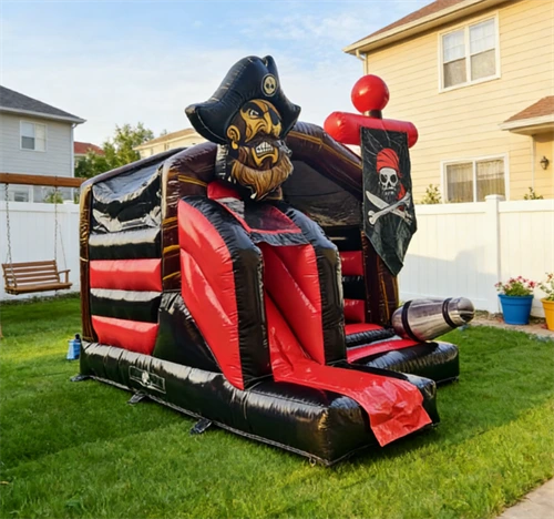 Pirate Ship Inflatable Bouncy Castle with Slide - Image 3