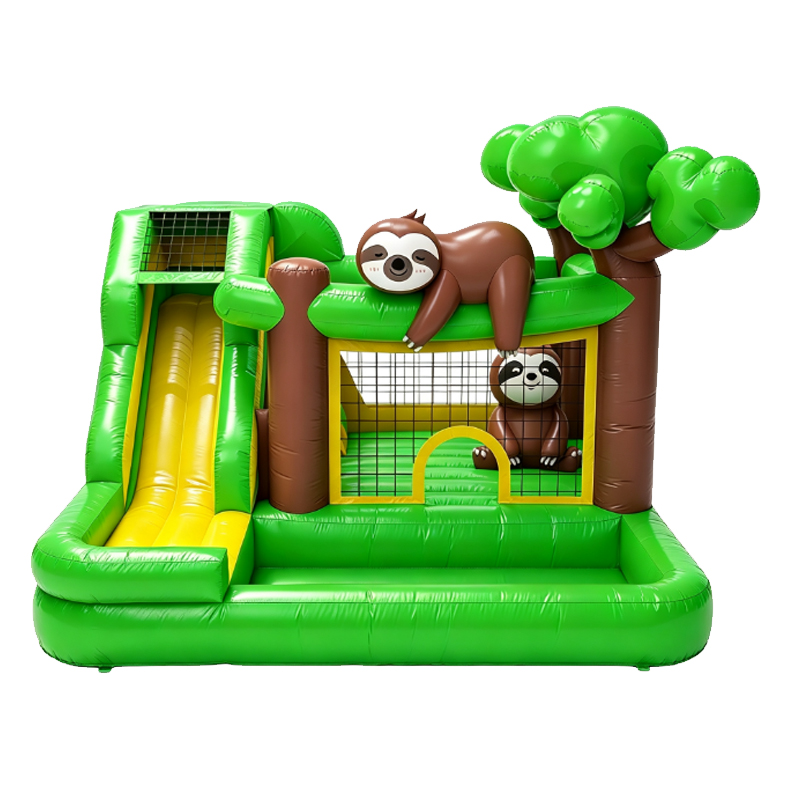 Sloth Jungle Inflatable Bouncy Castle with Ball Pit