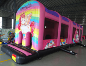Pink Rainbow Unicorn Inflatable Obstacle Course