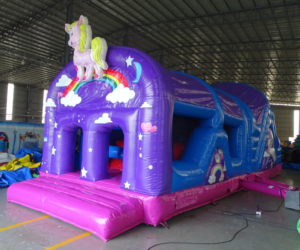 40ft Purple Unicorn Inflatable Obstacle Course