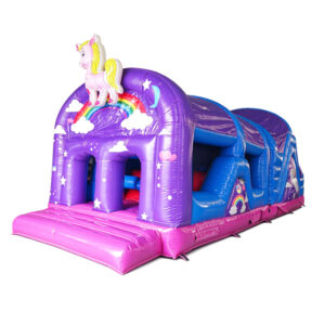 40ft Purple Unicorn Inflatable Obstacle Course