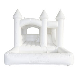 White Bouncy Castle with Slide and Ball Pit